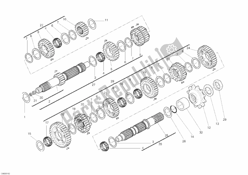 Alle onderdelen voor de Versnellingsbak van de Ducati Monster 1100 ABS USA 2010
